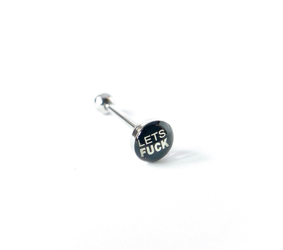 1pc Dome Logo Tongue Ring - choose from Adult Sayings, Sex, Bad Words +more! (Logo Style: Let's Fuck)