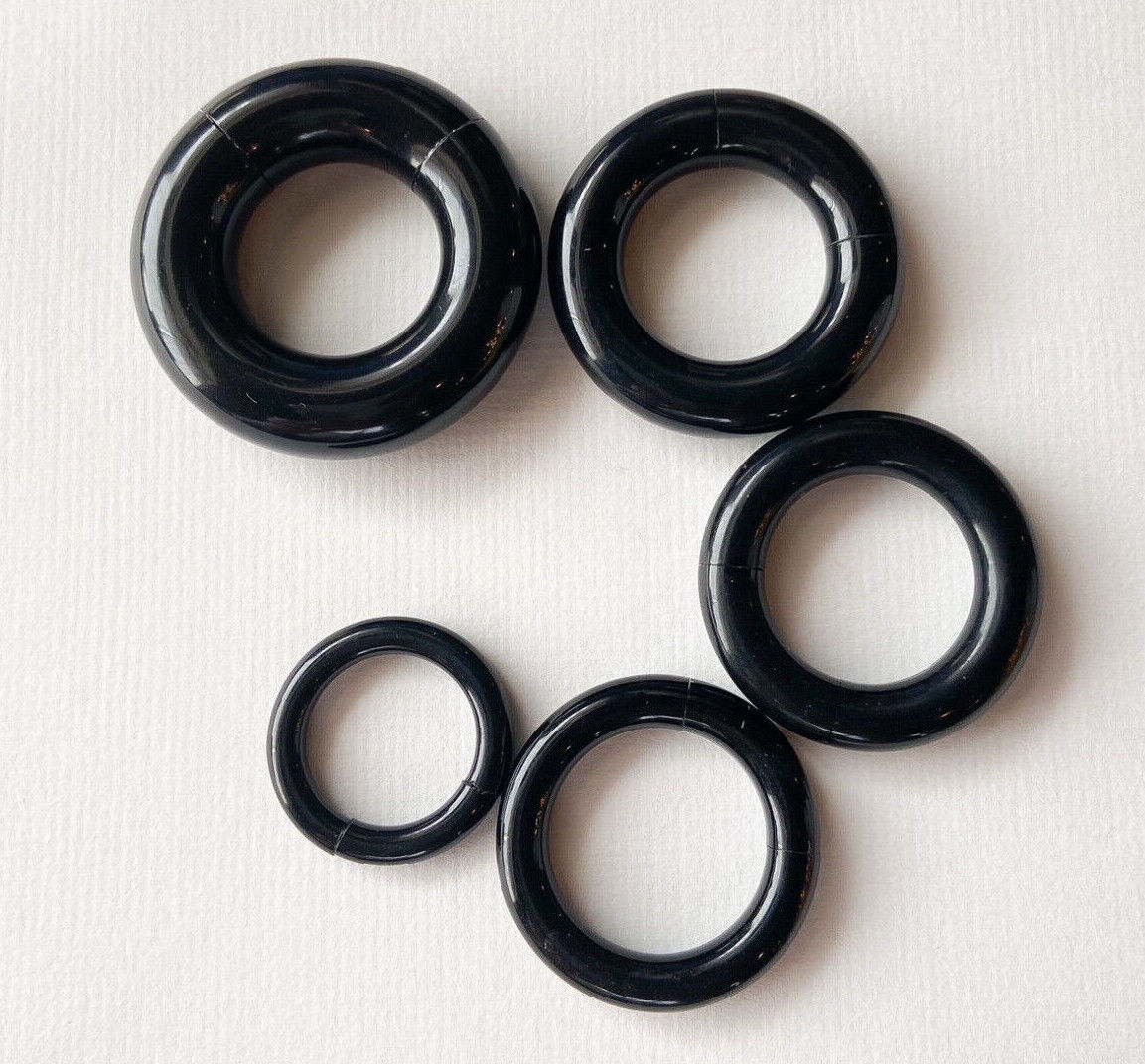 PAIR Black Acrylic Segment Rings Captive Bead CBR's Lightweight Body Jewelry