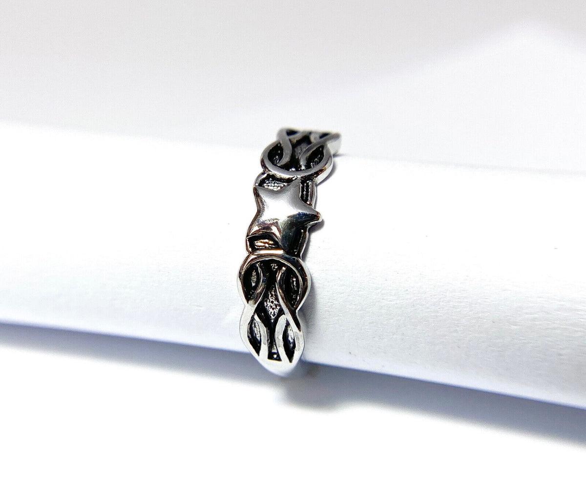 Weave Pattern w/ Star and Moons Center Adjustable Mid Ring / Toe Ring