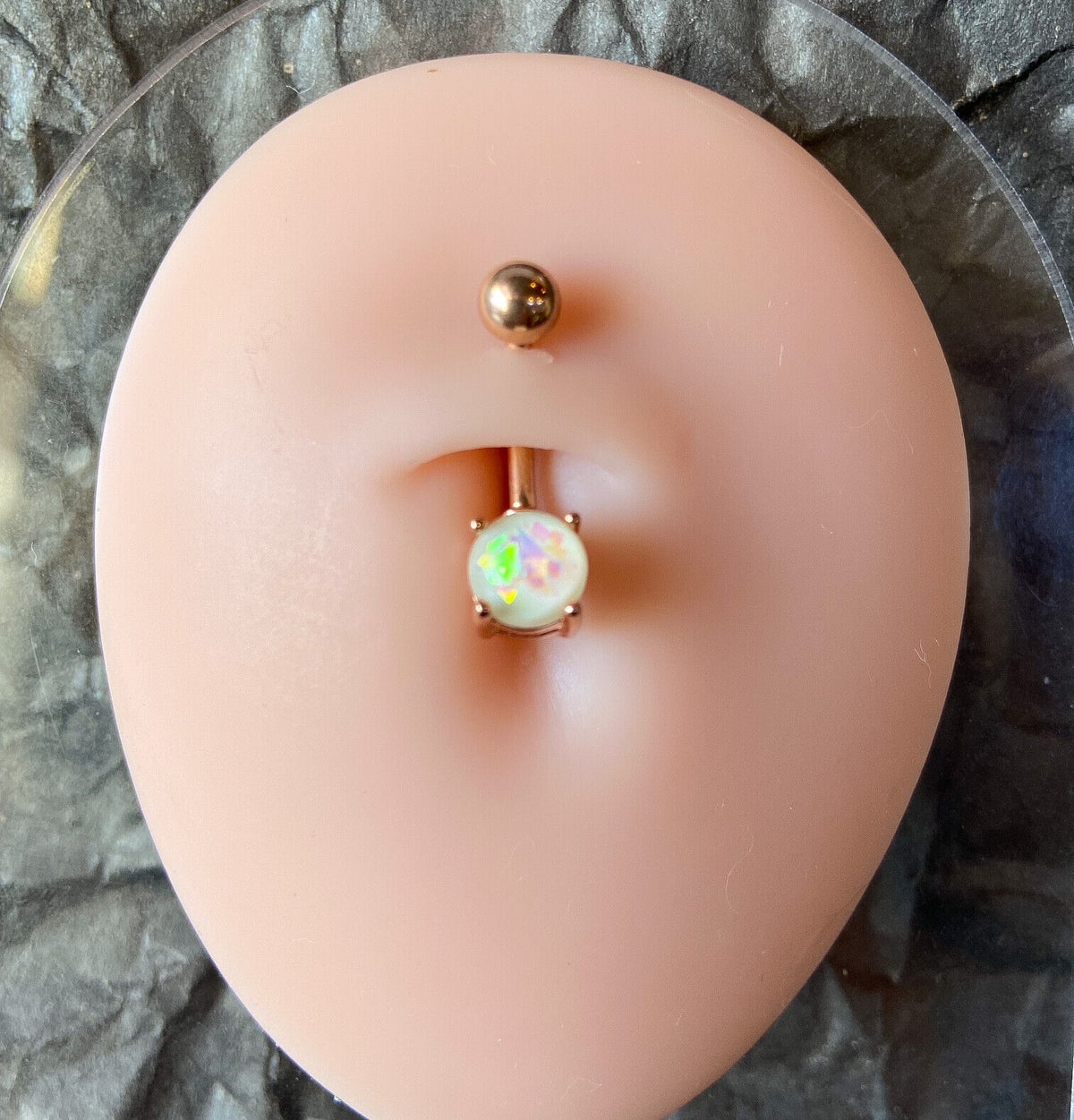 3pc Value Pack Ion Plated Steel w/ Opal Belly Rings 14g Navel Naval Body Jewelry
