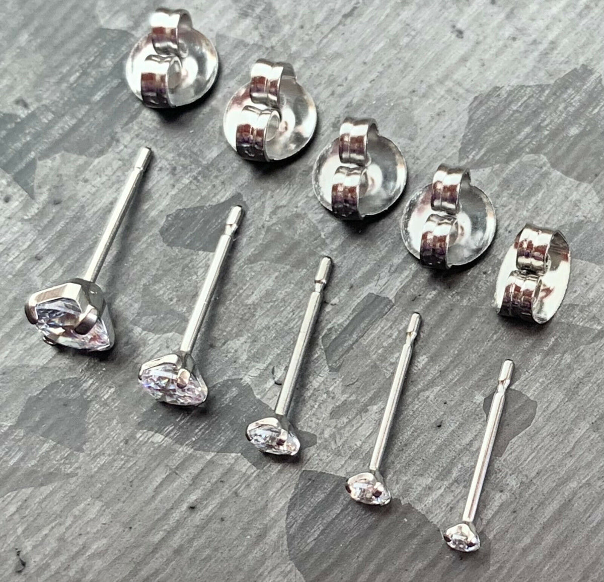 PAIR Martini Set CZ Gem Stud Earrings 6AL-4VELI ASTM F136 Implant Grade Titanium