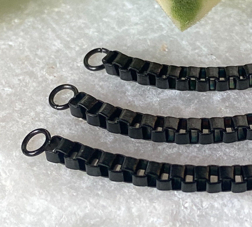 1pc 316L Stainless Steel Connector Box Chain Nose Ring Bridge Helix Cartilage (Color: Black)
