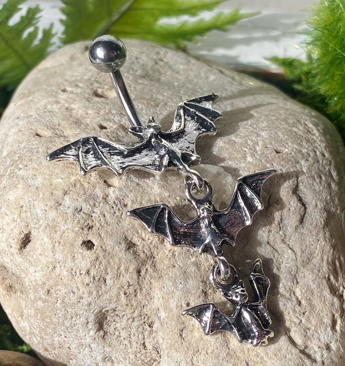 1pc Triple Vampire Bat Belly Ring Navel Piercing Pierced Naval Gothic Halloween