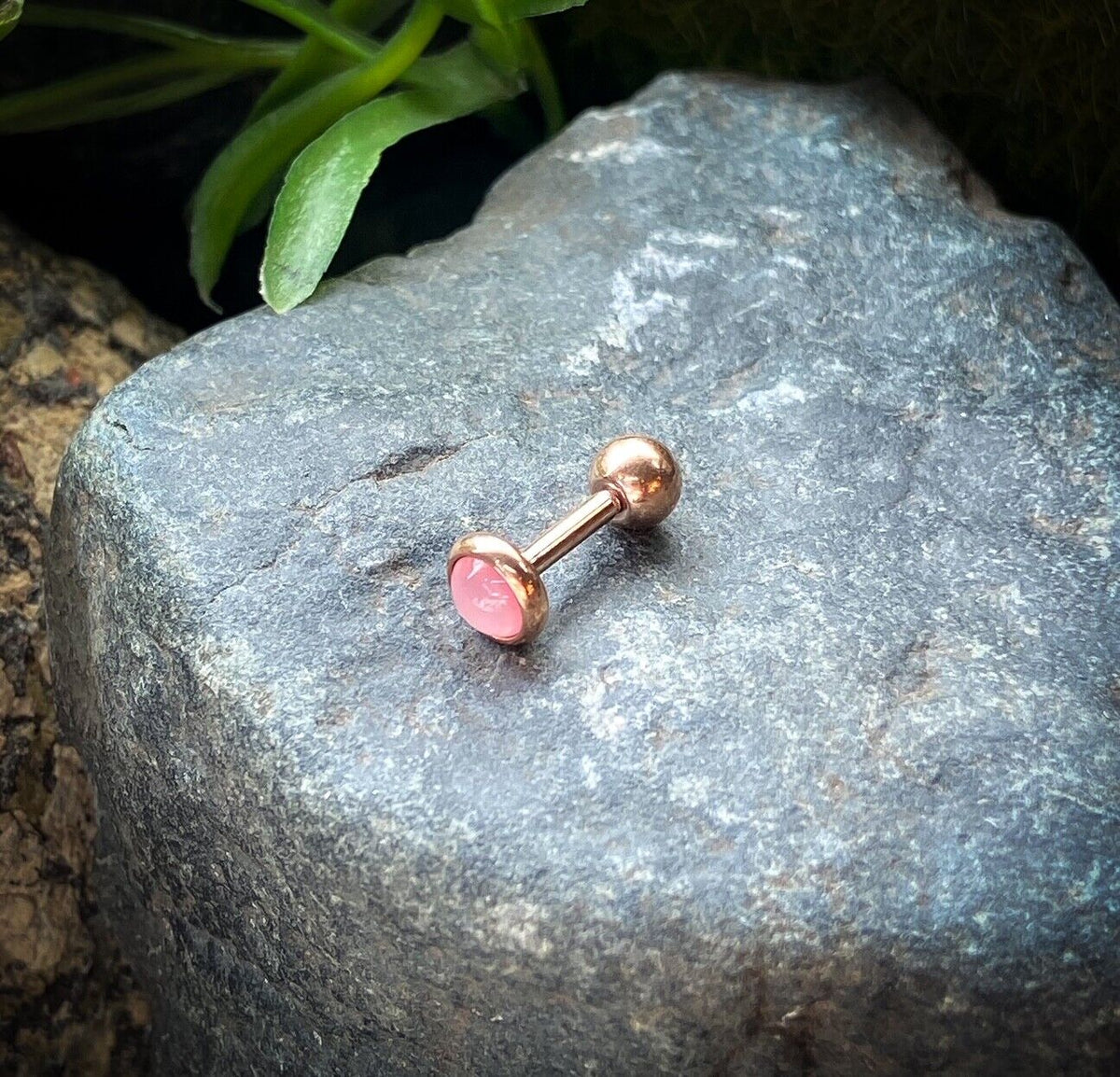 1pc Illuminating Stone Tragus Stud Helix Conch Ear Cartilage Piercing Jewelry (Color: Rose Gold/Pink)