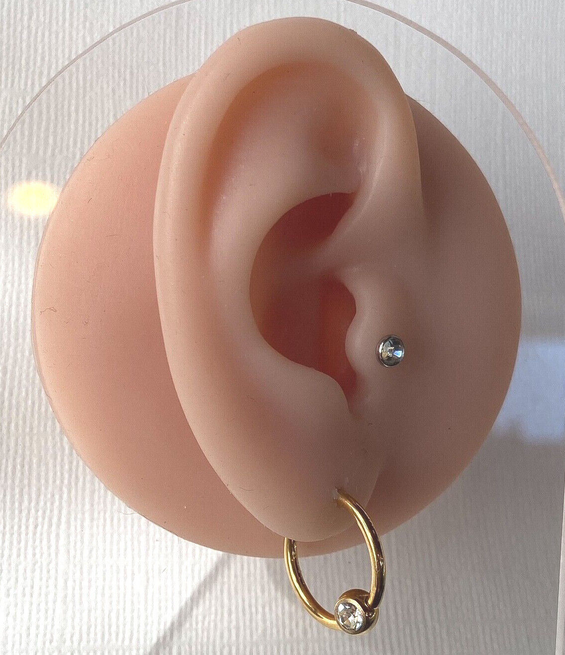 PAIR Gold Plated Gem Captive Bead Rings for Ears, Eyebrow, Septum, Nipples, etc