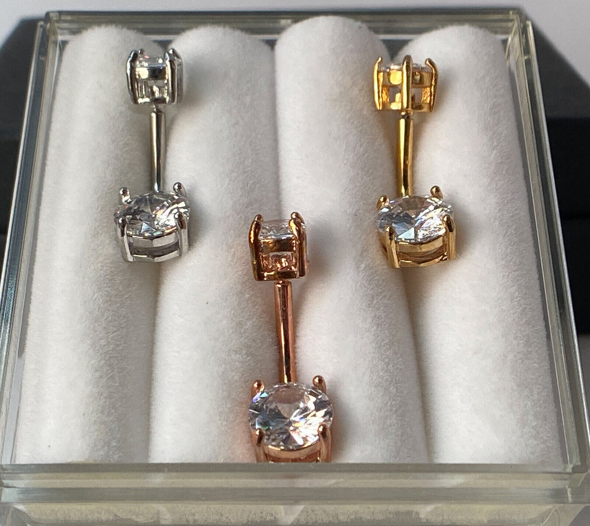 3pc Box Value Pack Belly Rings Gem Internally Threaded Navel Naval Body Jewelry
