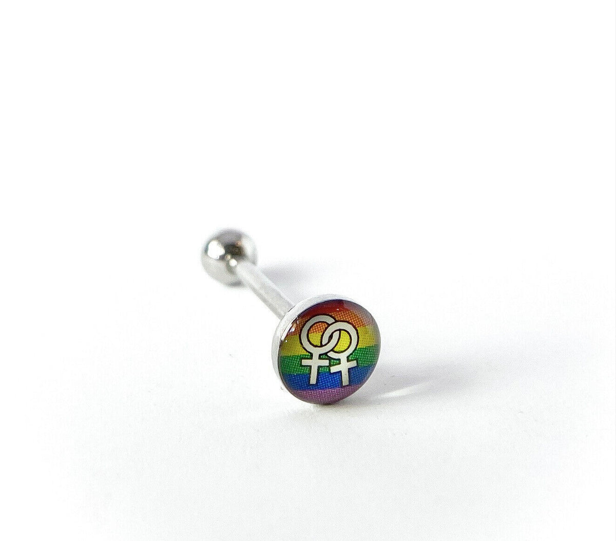 1pc Dome Logo Tongue Ring - choose from Adult Sayings, Sex, Bad Words +more! (Logo Style: Female Gay Pride)