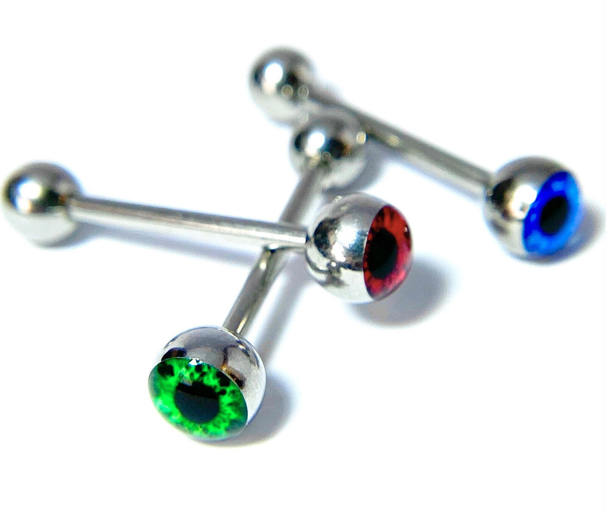 1pc Eyeball 316L Surgical Steel Barbell Tongue Tounge Ring Eye Ball 14g 5/8"