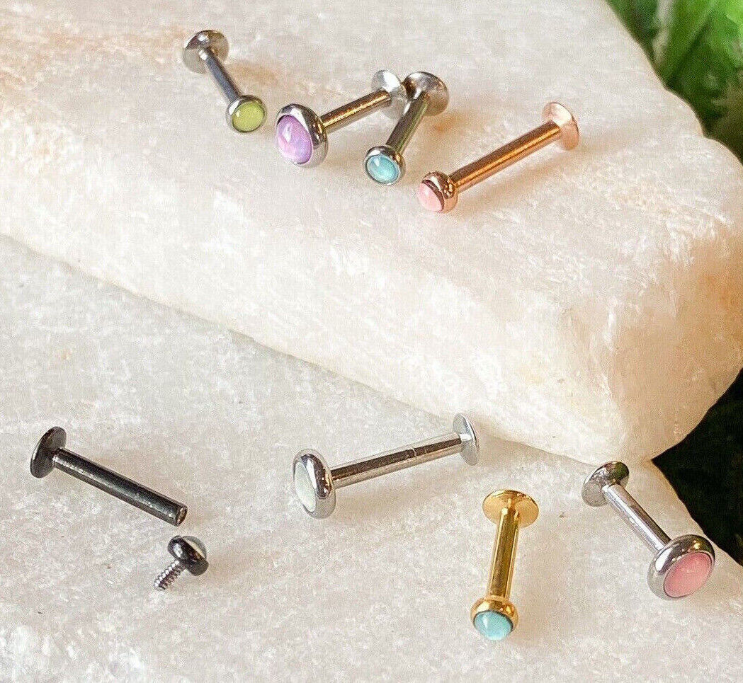 1pc Illuminating Stone Labret Stud Helix Tragus Cartilage Internally Threaded