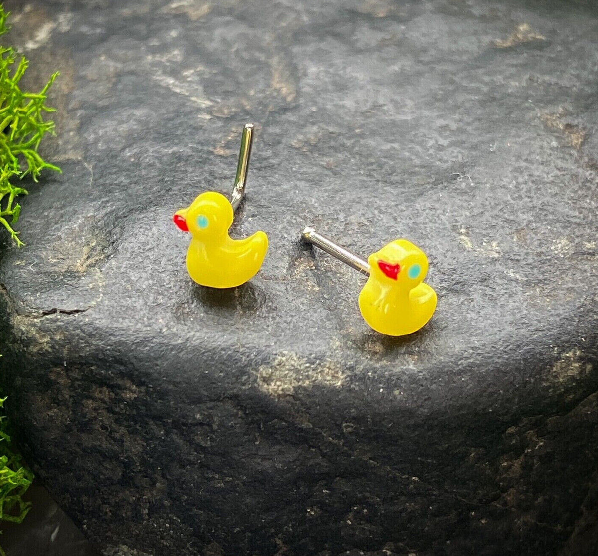 1pc Rubber Duck Nose Ring Ducky Surgical Steel- Choose L-Shaped or Straight Stud