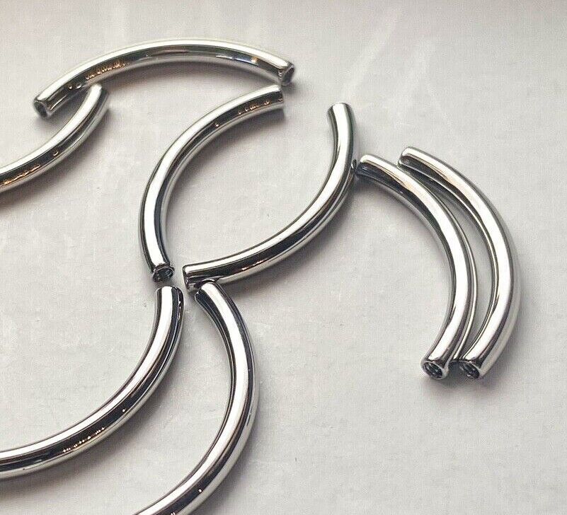 Body Jewelry Replacement Parts- 10pk Titanium Internally Threaded Curved Barbell