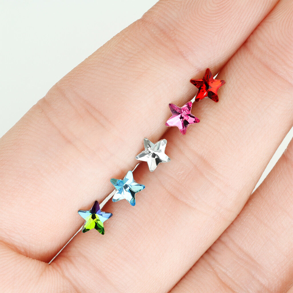 1pc Star Crystal Tragus Helix Cartilage Ring 16g 1/4" Barbell Stud Body Jewelry