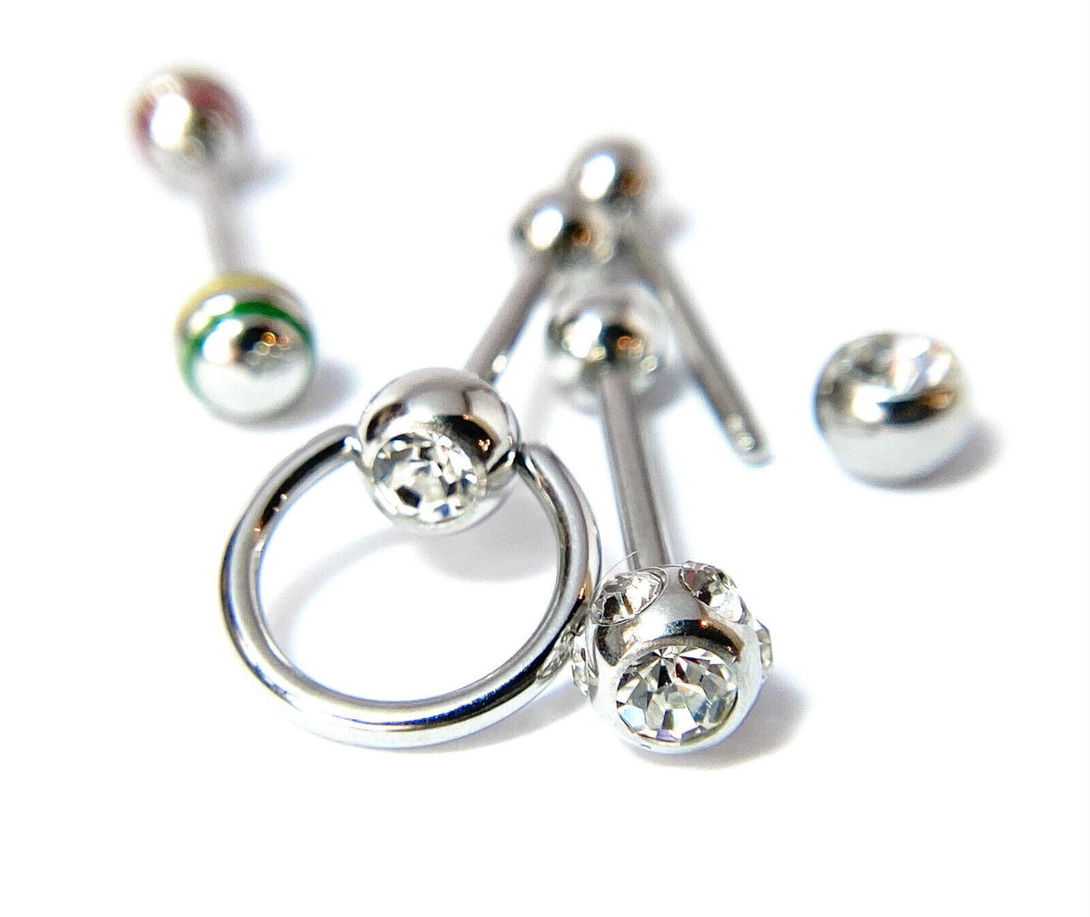 4pc Value Pack Assorted Style Tongue Rings 14g Tounge Body Jewelry