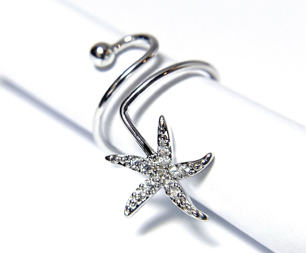  Starfish Multi-Paved CZ Gems Adjustable Nail Ring / Toe Ring