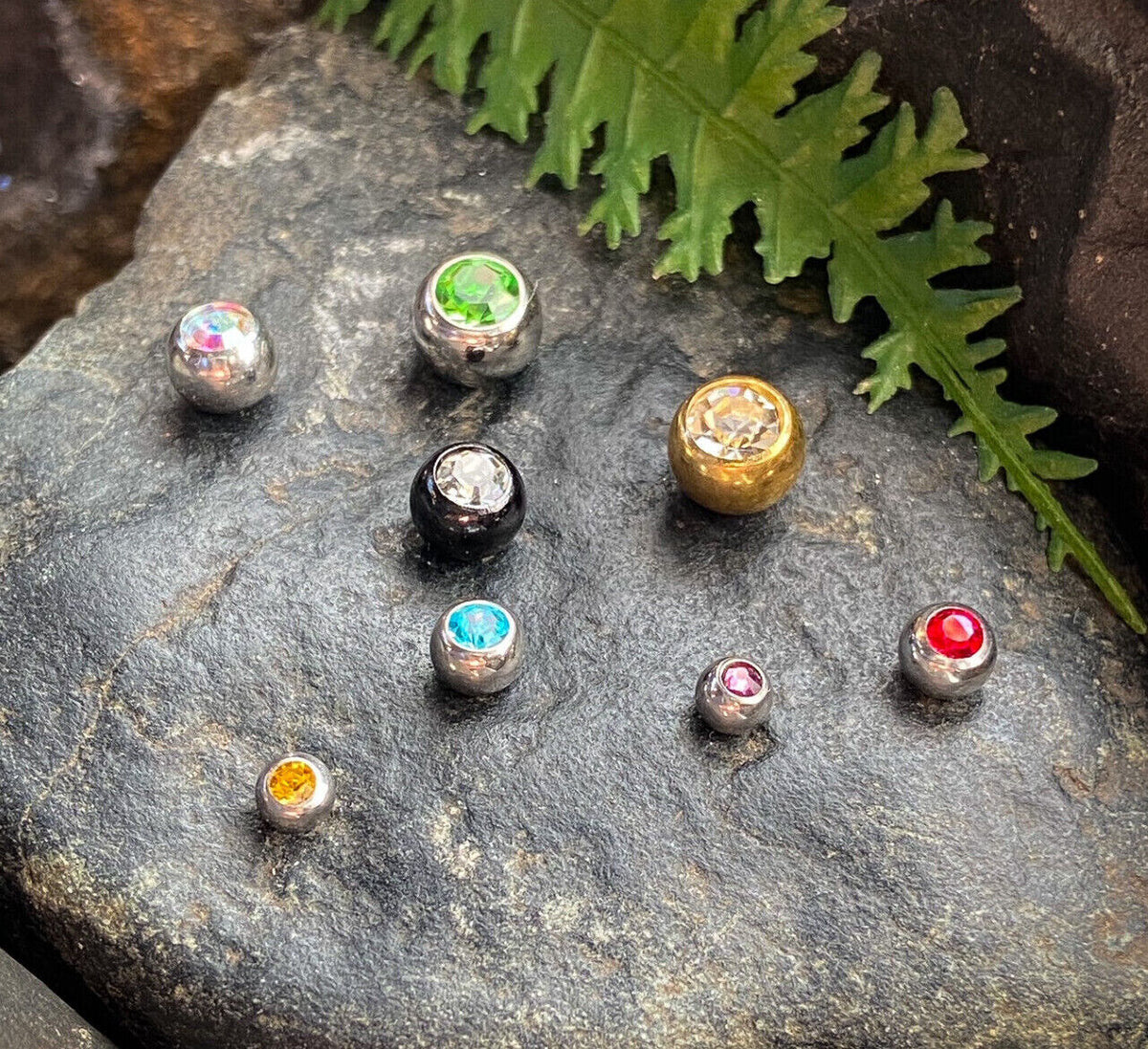 Body Jewelry Replacement Parts - 10pk 316L Surgical Steel Threaded CZ Gem Balls