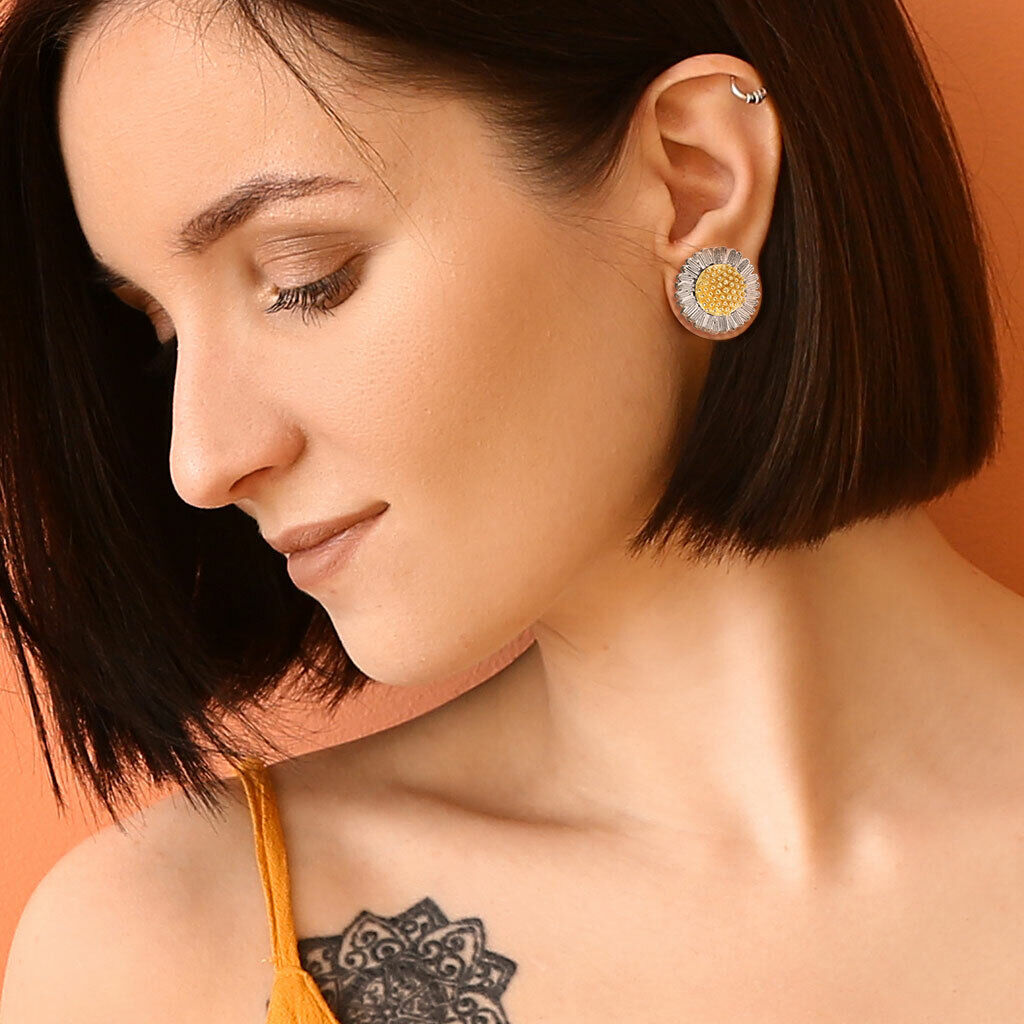 PAIR Daisy Flower Steel Screw Fit Tunnels Plugs Gauges Earlets Body Jewelry
