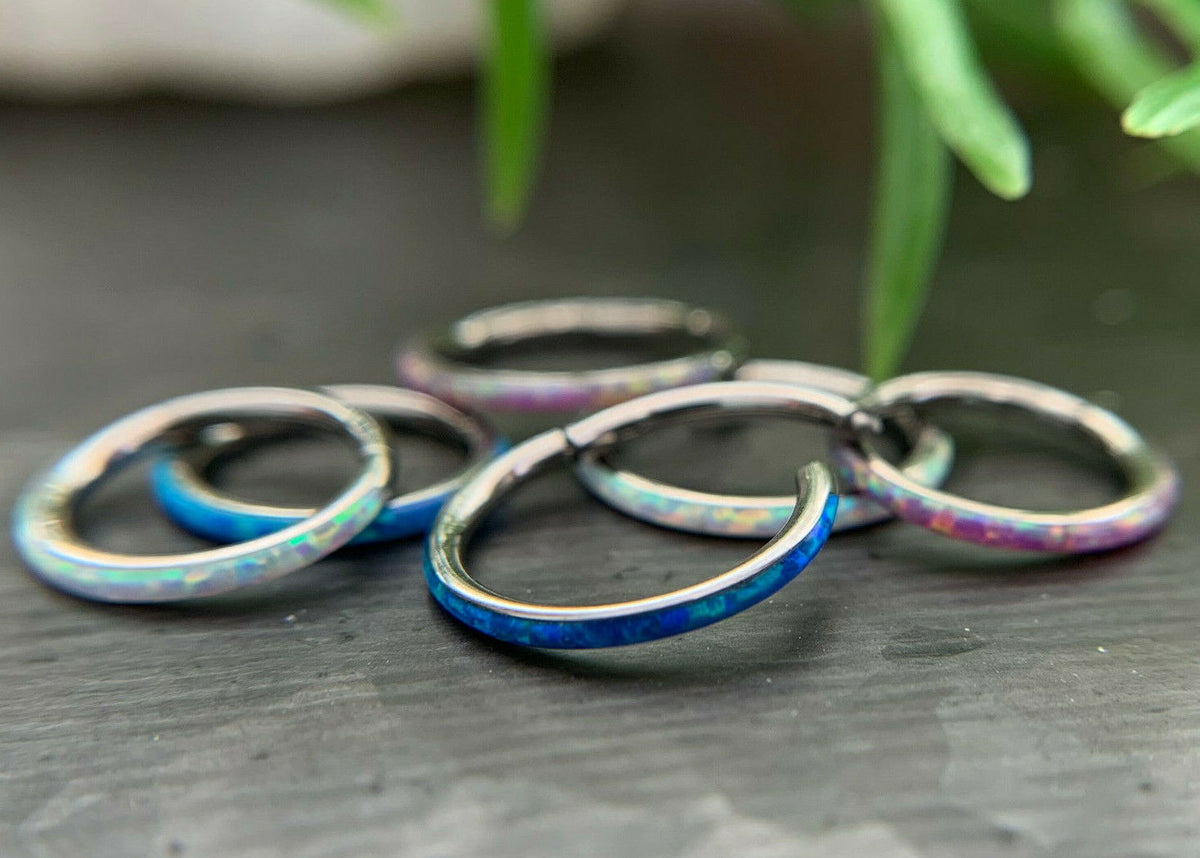 1pc Opal Outer Edge Hinged Segment Ring Septum Orbital Helix Ear Cartilage