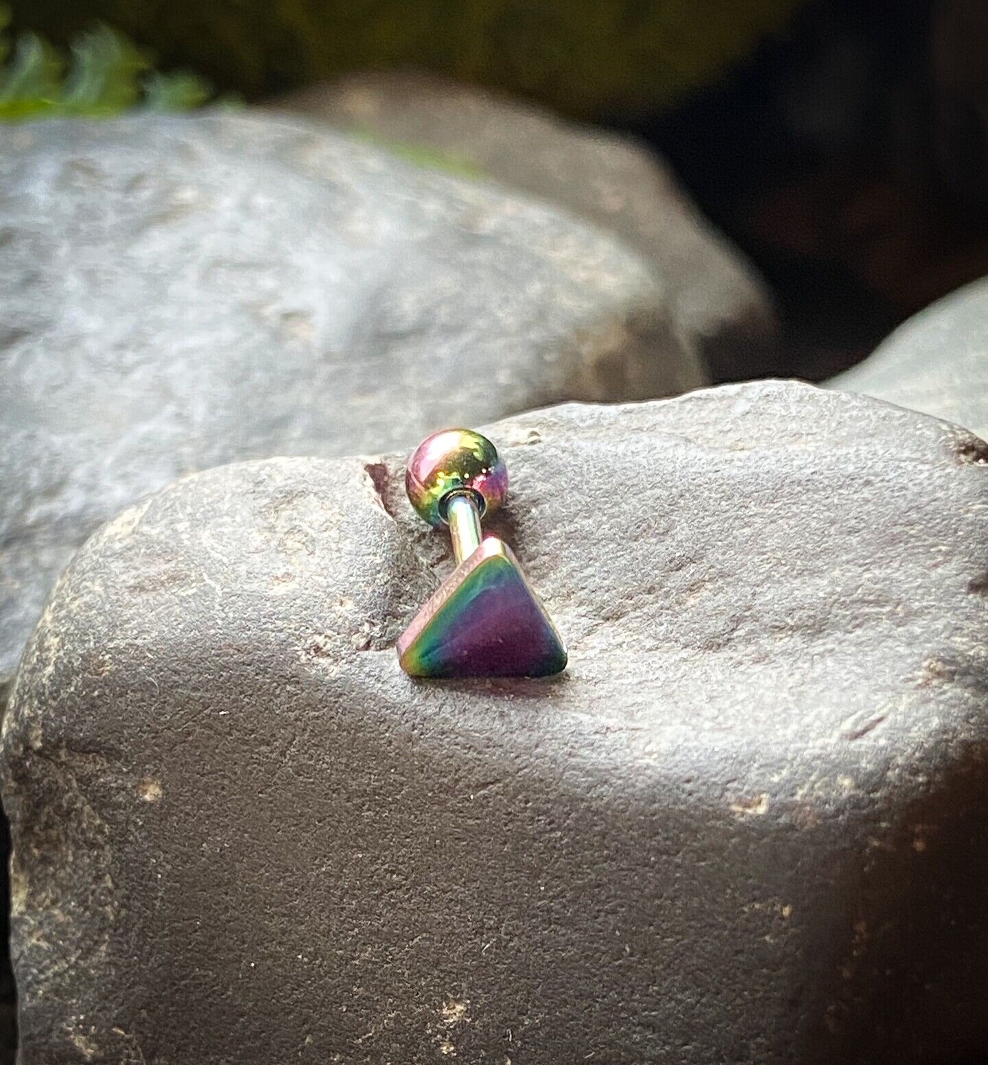 1pc Flat Triangle Top Helix Tragus Cartilage Bar Stud Barbell Surgical Steel  (Color: Multi-Color)