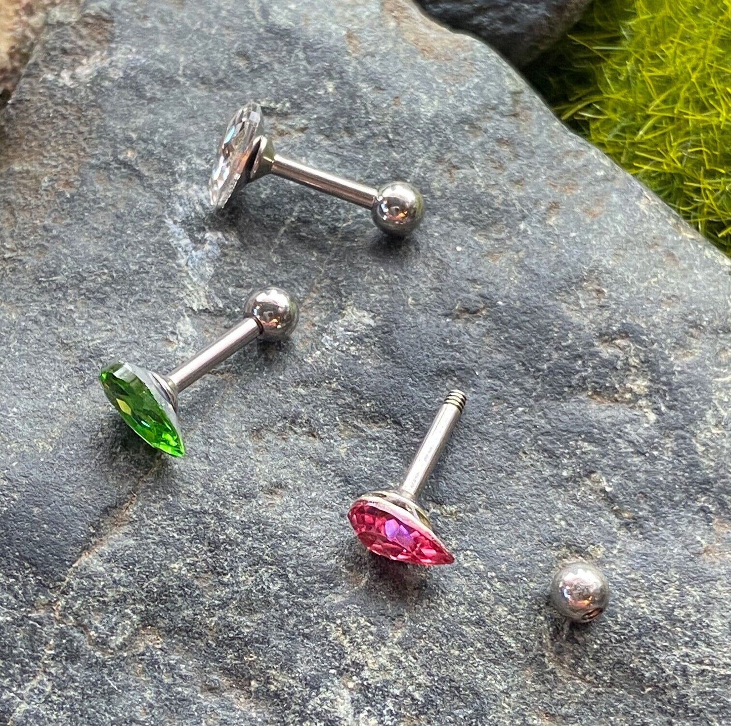 1pc Tear Drop Crystal Tragus Helix Cartilage Ring 16g 1/4" Stud Barbell Jewelry