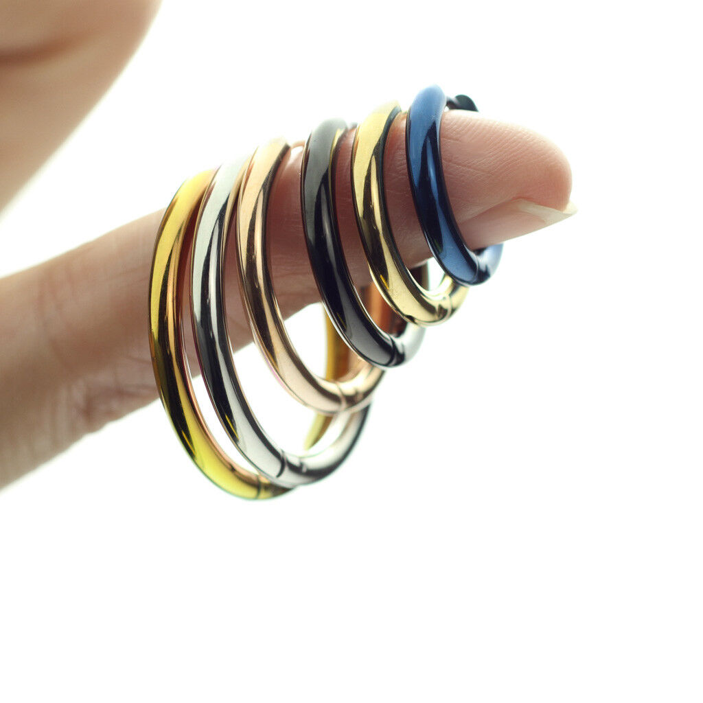 PAIR of 316L Stainless Steel Hinge Action 20g Seamless Hoop Earrings