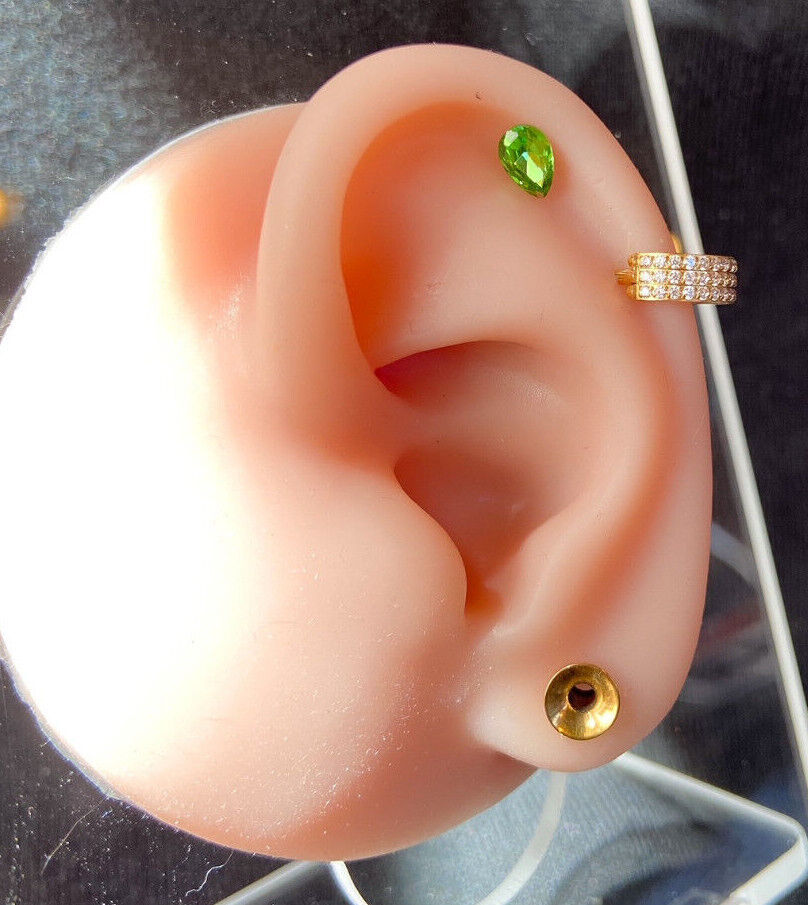 1pc Tear Drop Crystal Tragus Helix Cartilage Ring 16g 1/4" Stud Barbell Jewelry