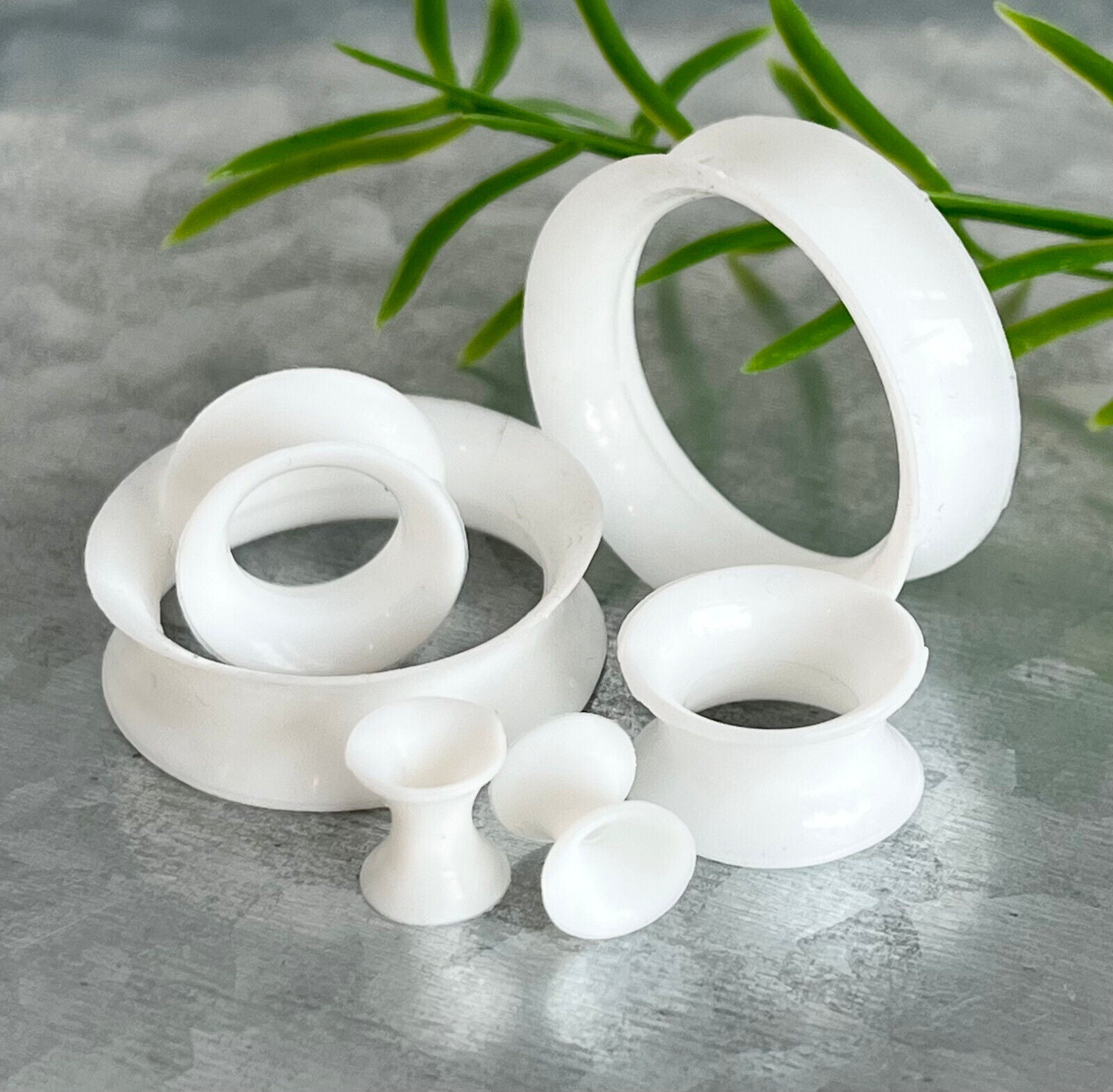 PAIR Super Soft Thin Silicone Tunnels Ear Skins Plugs Gauges Body Jewelry (Main Color: White)