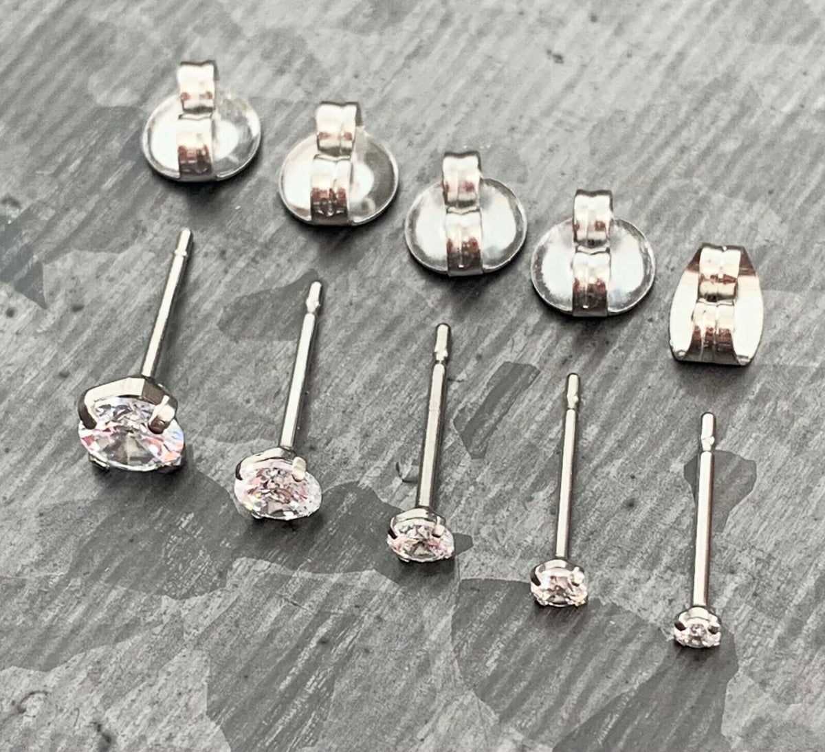 PAIR Martini Set CZ Gem Stud Earrings 6AL-4VELI ASTM F136 Implant Grade Titanium