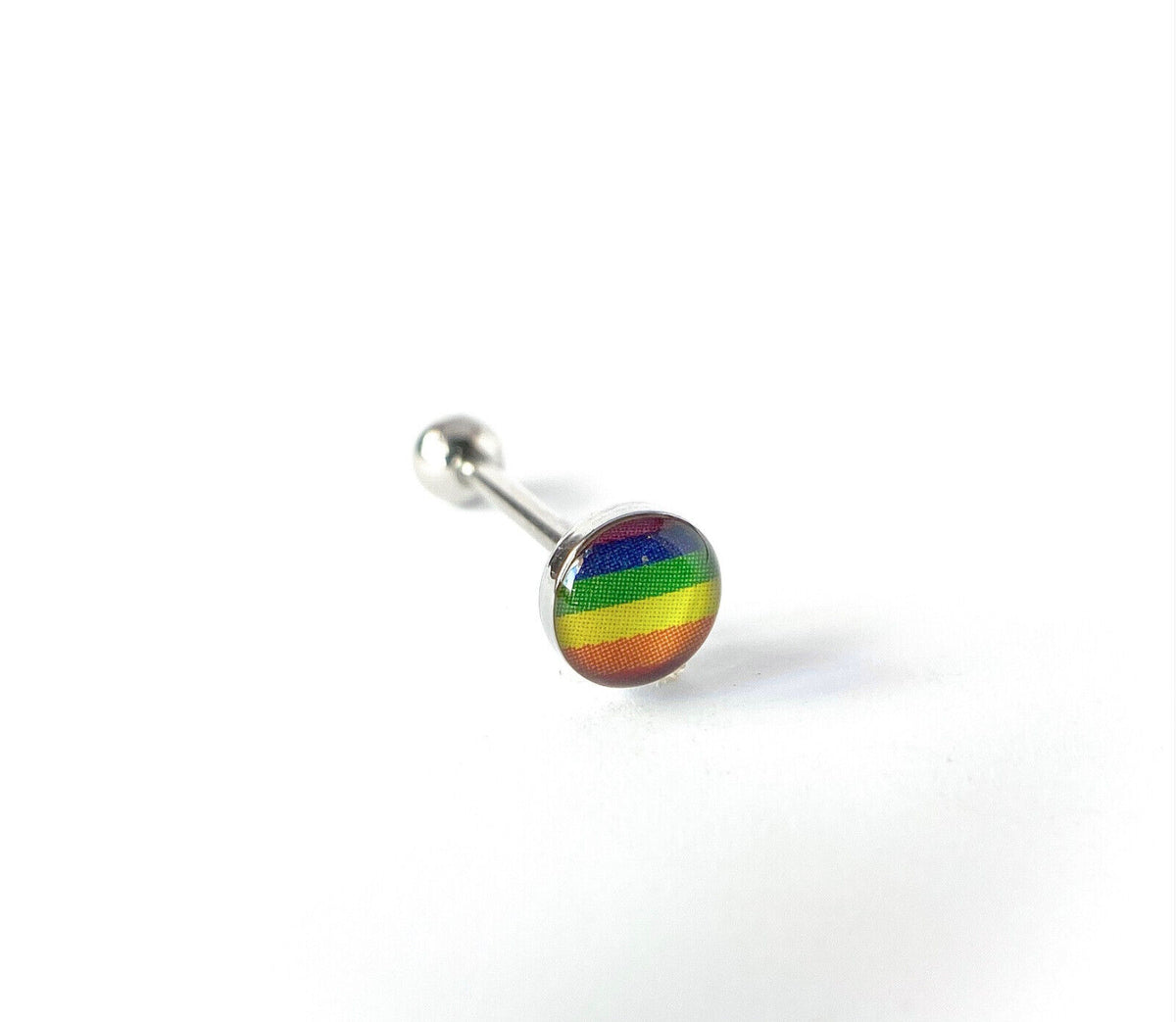 1pc Dome Logo Tongue Ring - choose from Adult Sayings, Sex, Bad Words +more! (Logo Style: Rainbow)