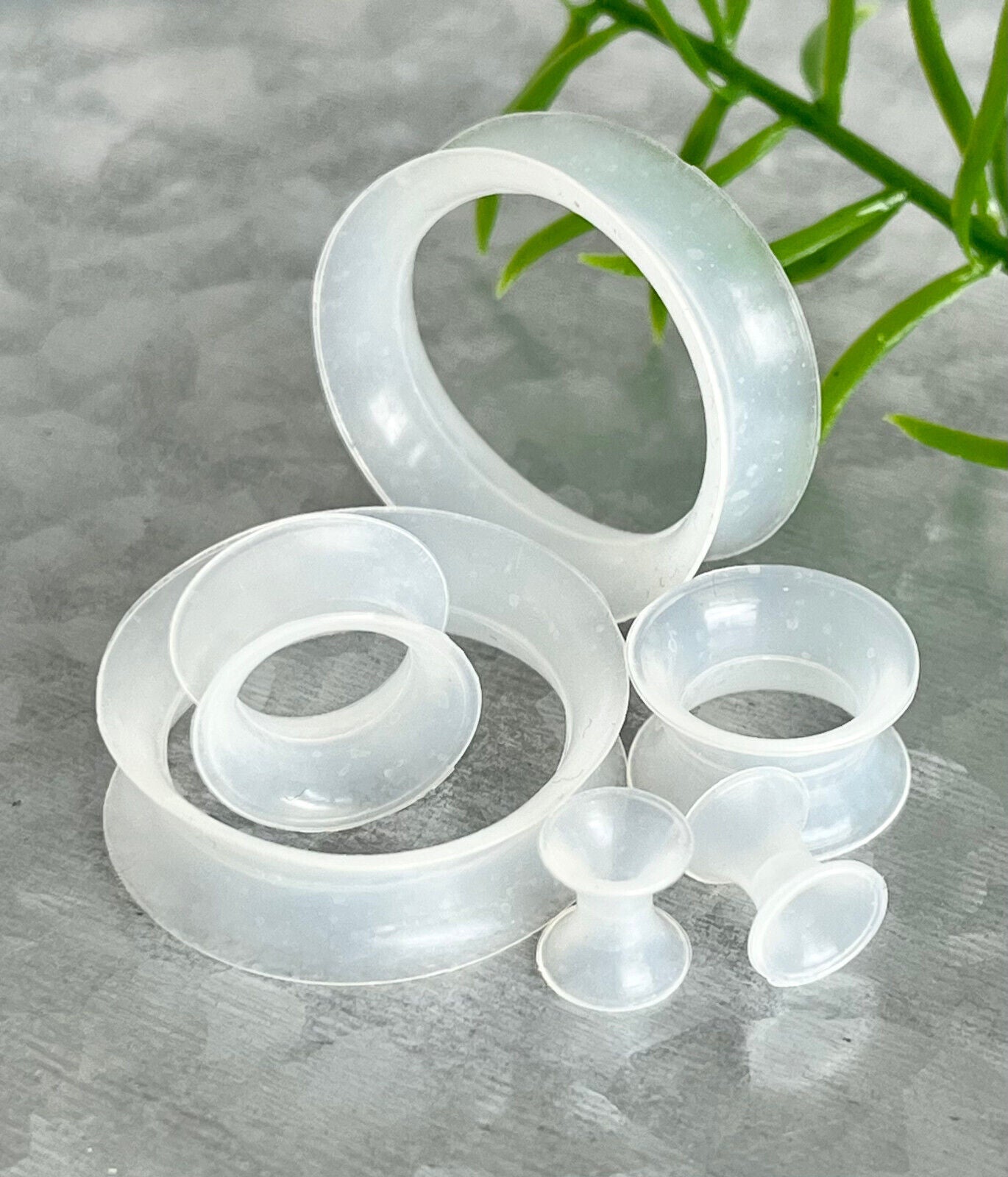 PAIR Super Soft Thin Silicone Tunnels Ear Skins Plugs Gauges Body Jewelry (Main Color: Clear)