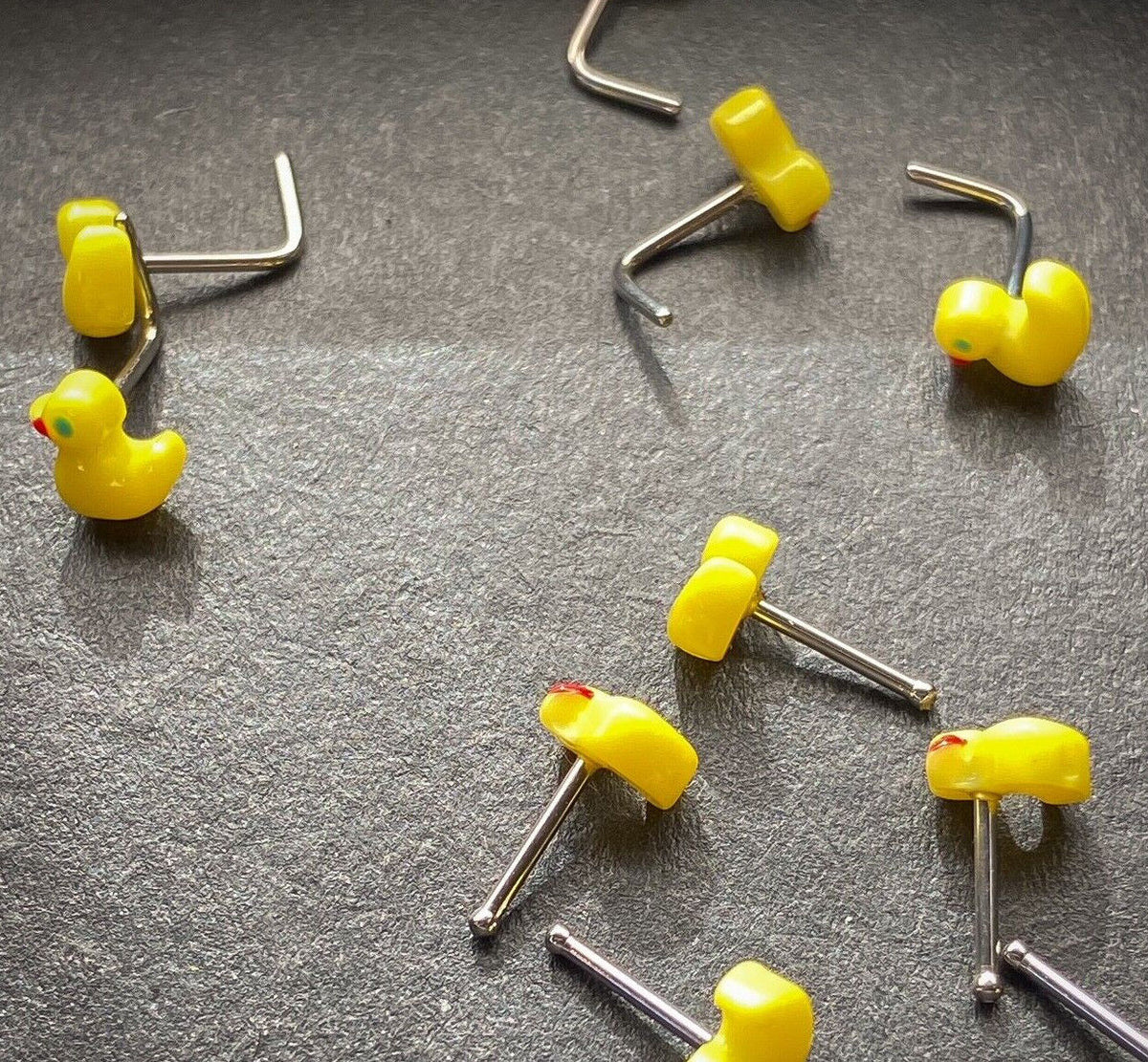 1pc Rubber Duck Nose Ring Ducky Surgical Steel- Choose L-Shaped or Straight Stud