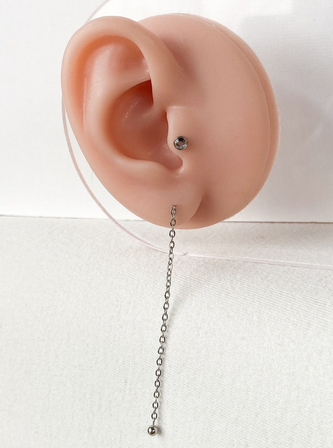 PAIR of Single Chain Free Falling Bar IP Stainless Steel 20g Earrings