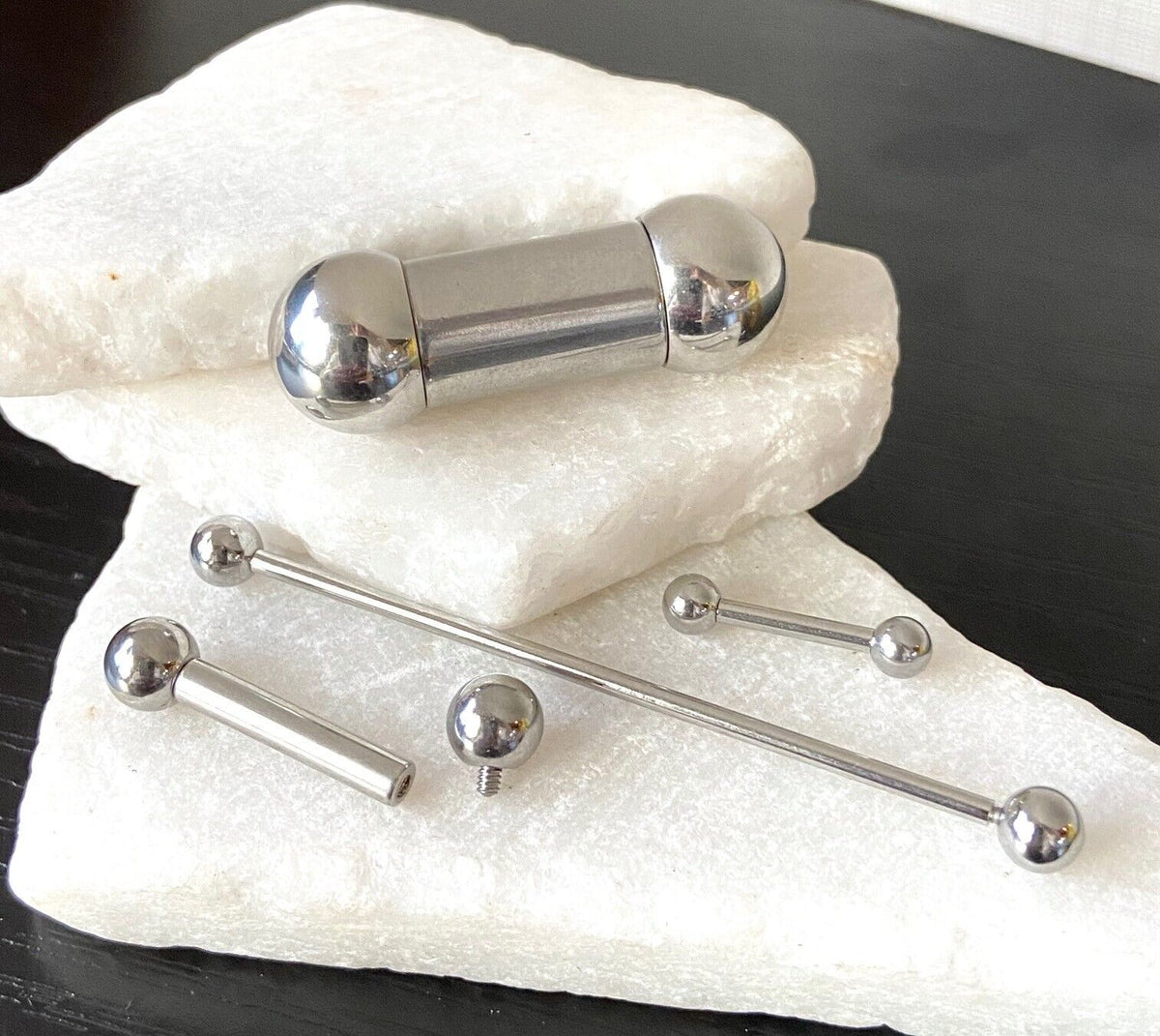 Internally Threaded Barbells Tongue, Nipple Rings 14g thru 00g Piercing Jewelry