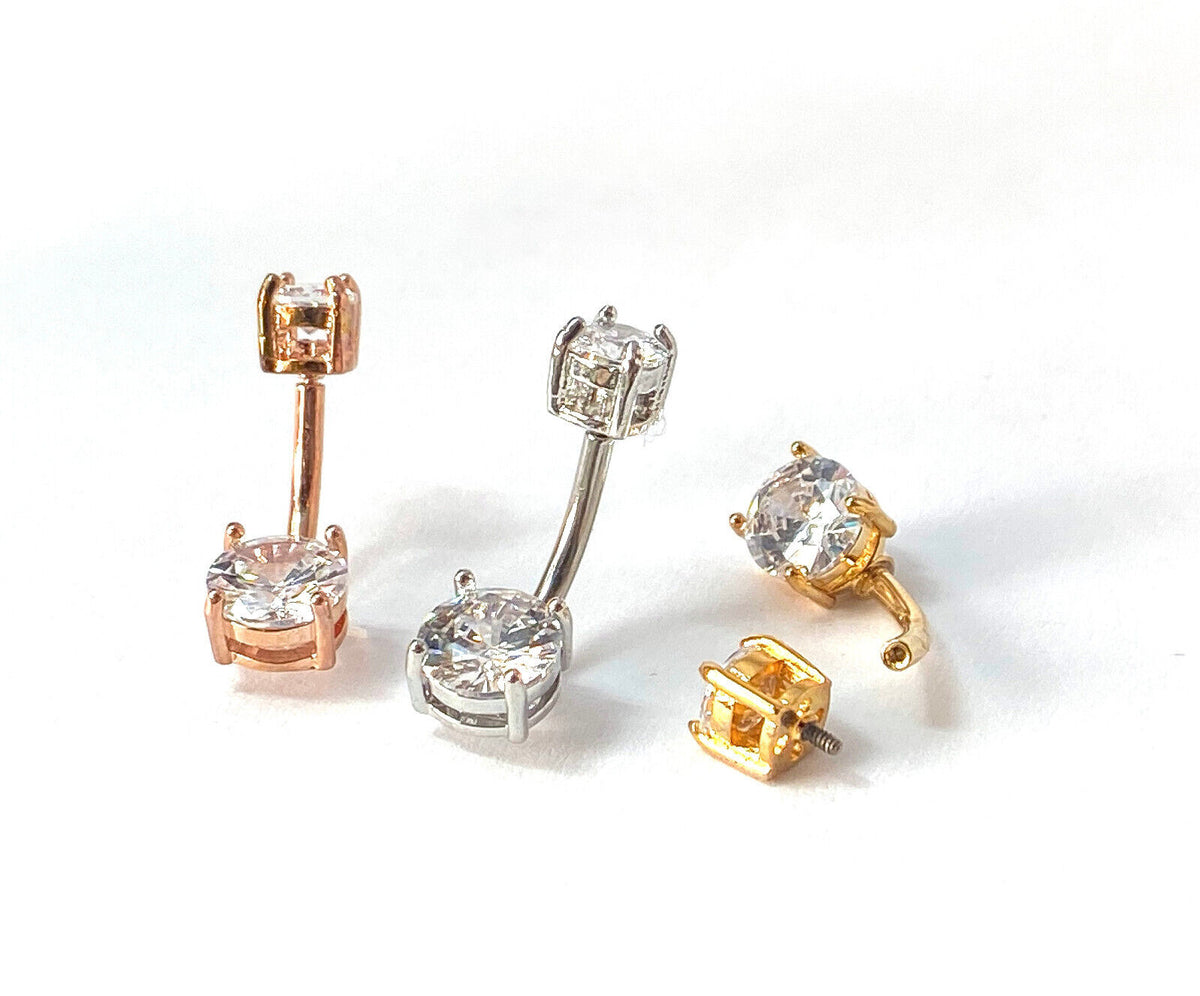 3pc Box Value Pack Belly Rings Gem Internally Threaded Navel Naval Body Jewelry