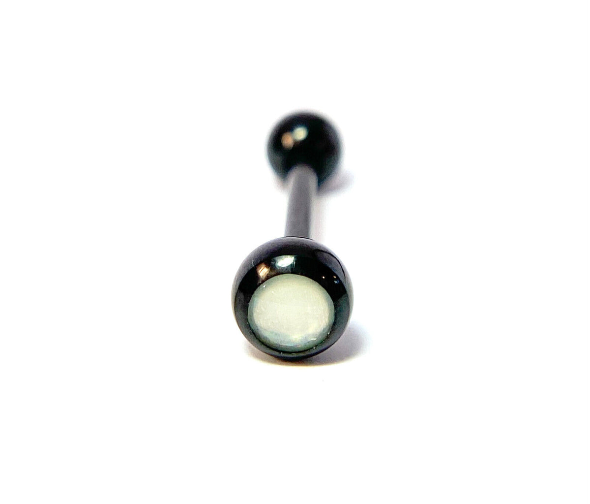 1pc Illuminating Stone Gem Tongue Ring Barbells Tounge Piercing Body Jewelry (Color: Black / Clear)