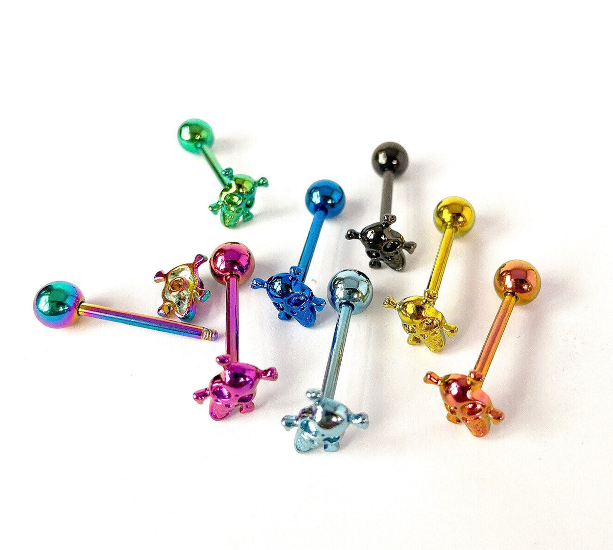1pc Skull Design Tongue Ring Titanium Anodized 14g Tounge Barbell Body Jewelry