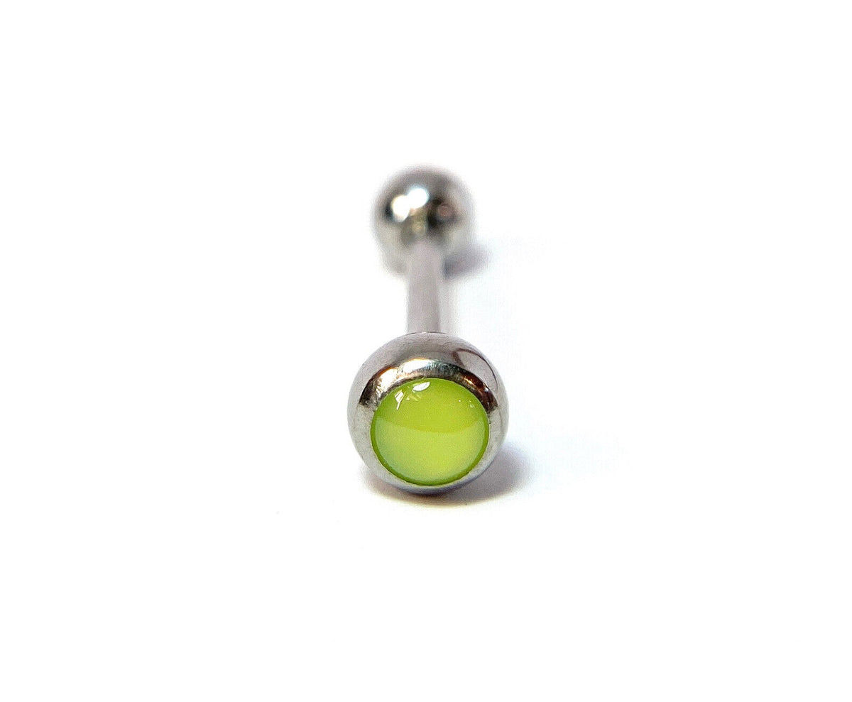 1pc Illuminating Stone Gem Tongue Ring Barbells Tounge Piercing Body Jewelry (Color: Green)