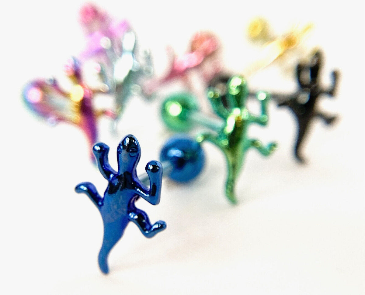 1pc Lizard Design Tongue Ring Titanium Anodized 14g Tounge Barbell Body Jewelry