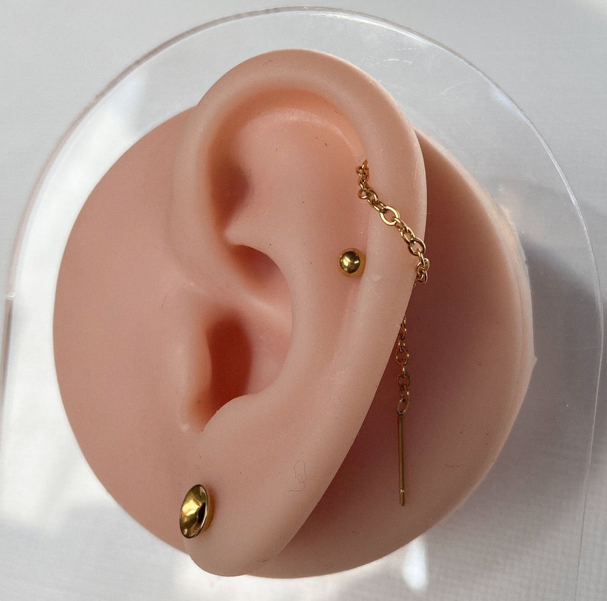 PAIR of Single Chain Free Falling Bar IP Stainless Steel 20g Earrings