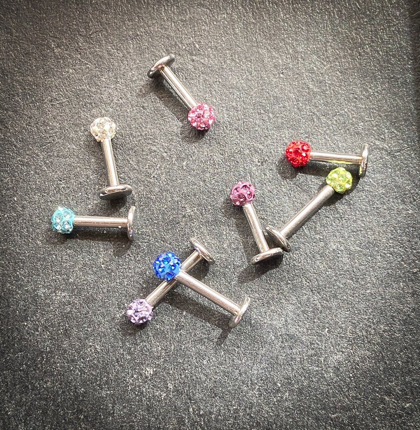 Internally Threaded Labret w/Ferido Crystal 3mm Gem Ball - CHOOSE YOUR COLOR