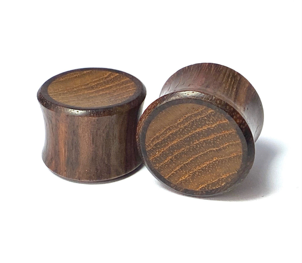 PAIR Concave Sono & Teak Wood Plugs Gauges Tunnels Earlets Piercing Body Jewelry