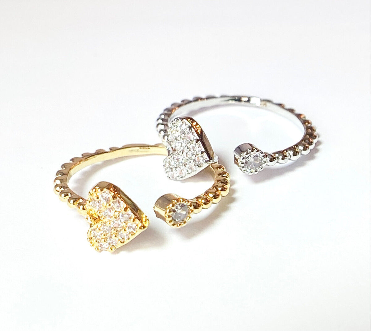 Multi-Paved CZ Gem Heart Adjustable Mid Ring / Toe Ring
