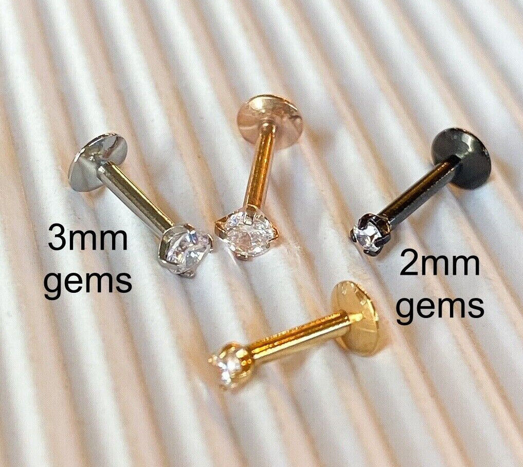 4pc Value Pack Internally Threaded Prong Set Round Gem Ion Plated Labrets