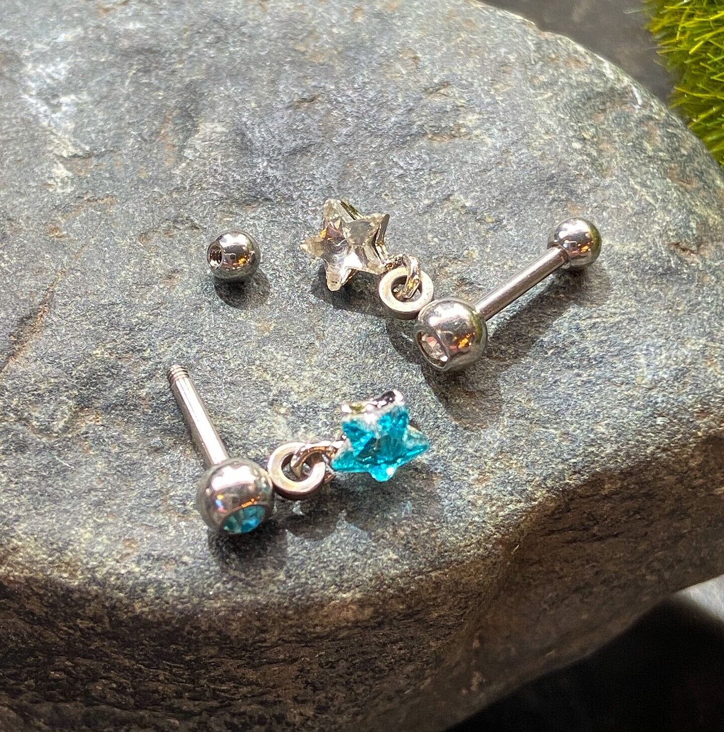 1pc Crystal Star Dangle Tragus Helix Cartilage Ring 16g 1/4" Ear Stud Barbell