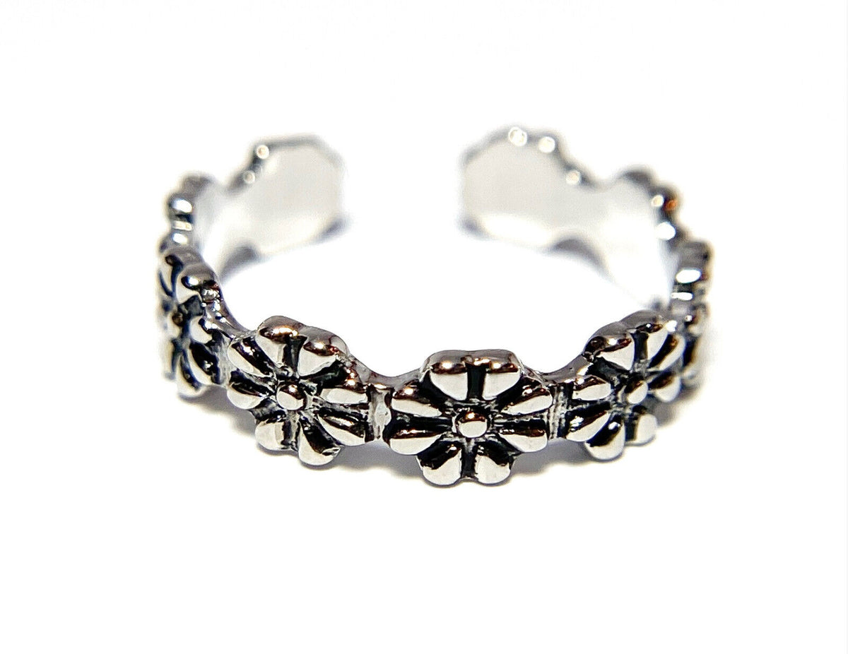 Linked Flowers Adjustable Mid Ring / Toe Ring