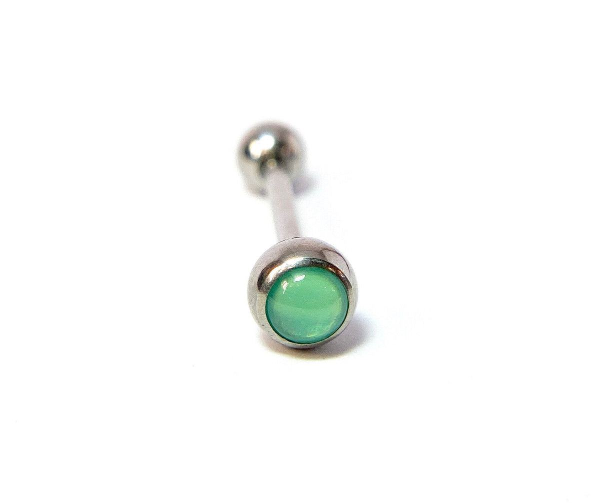 1pc Illuminating Stone Gem Tongue Ring Barbells Tounge Piercing Body Jewelry (Color: Blue)