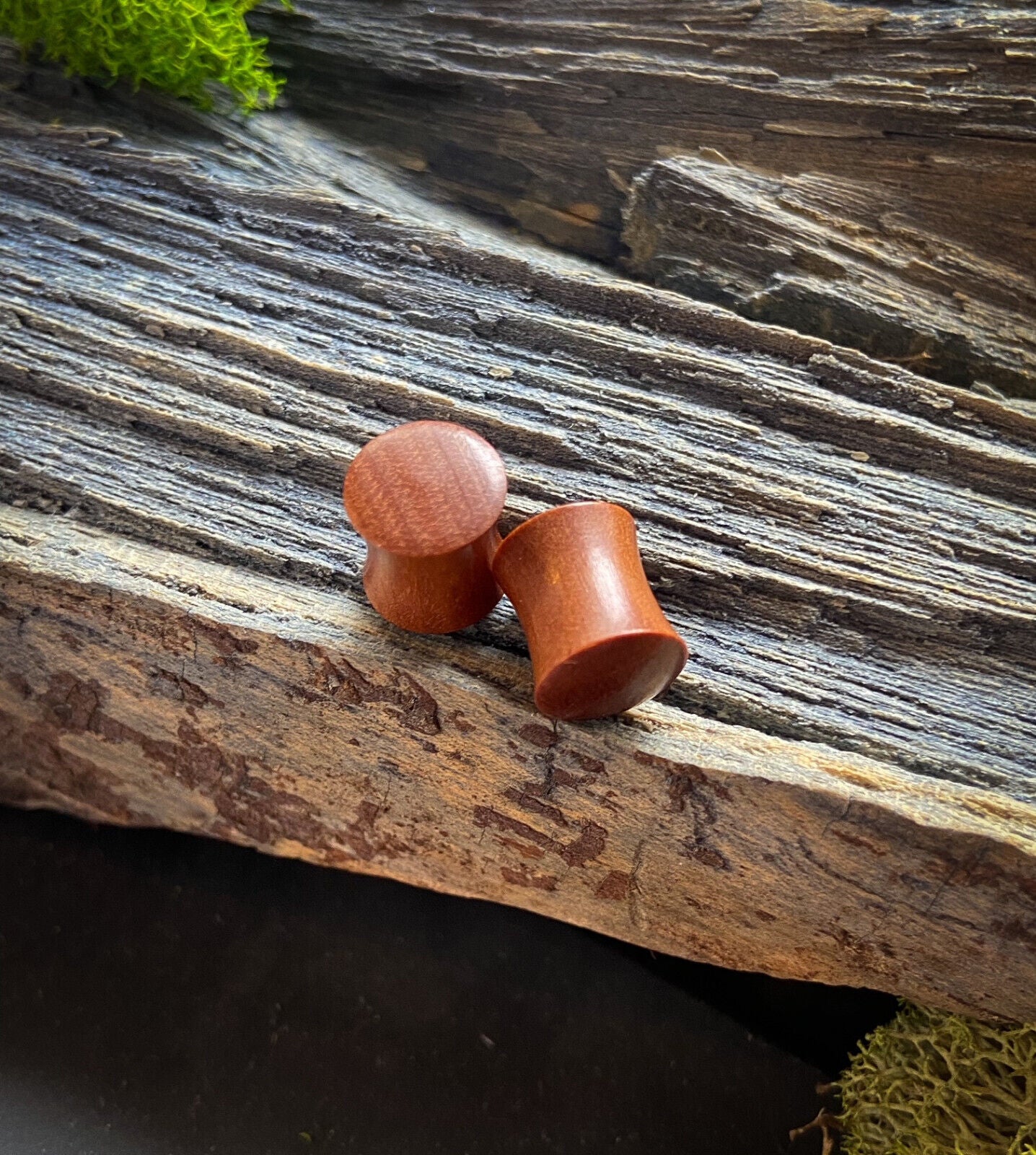 PAIR Red Saba Wood Plugs Organic Earlets Gauges Body Jewelry