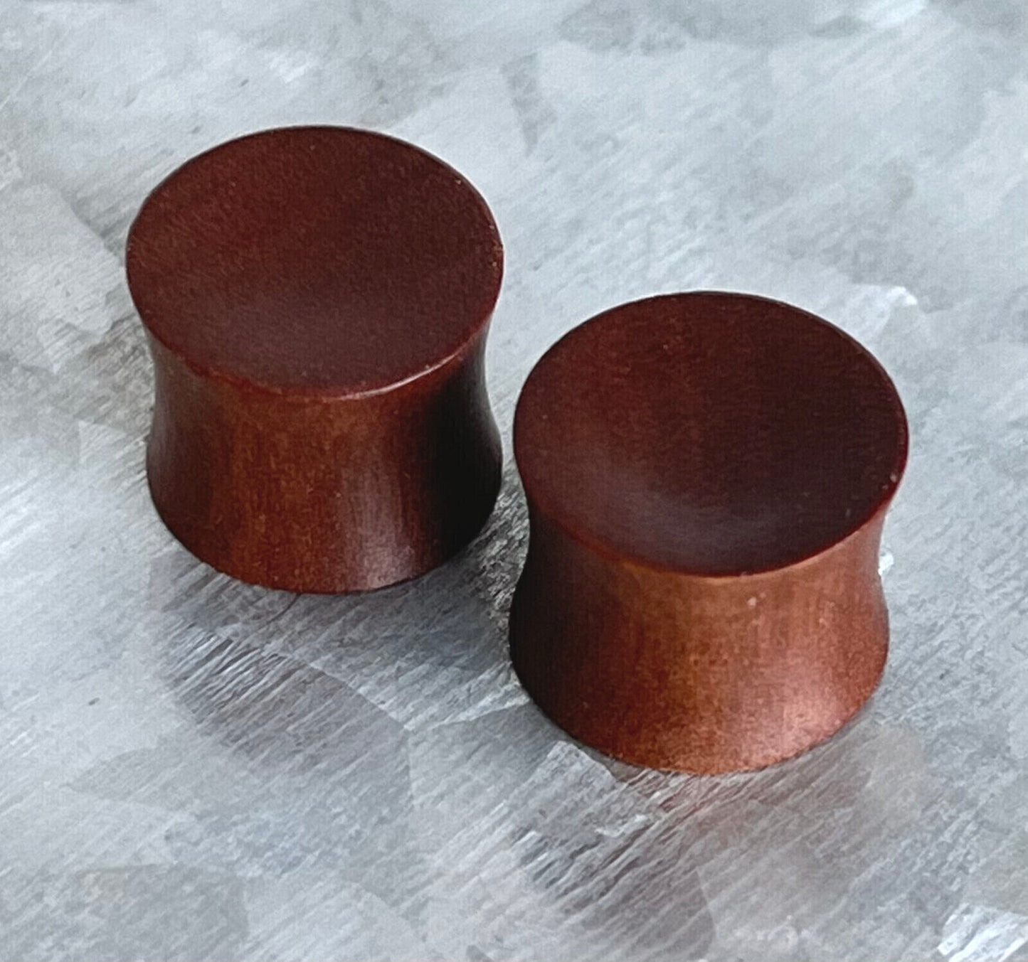 PAIR Concave Red Saba Wood Plugs Organic Earlets Gauges Body Jewelry