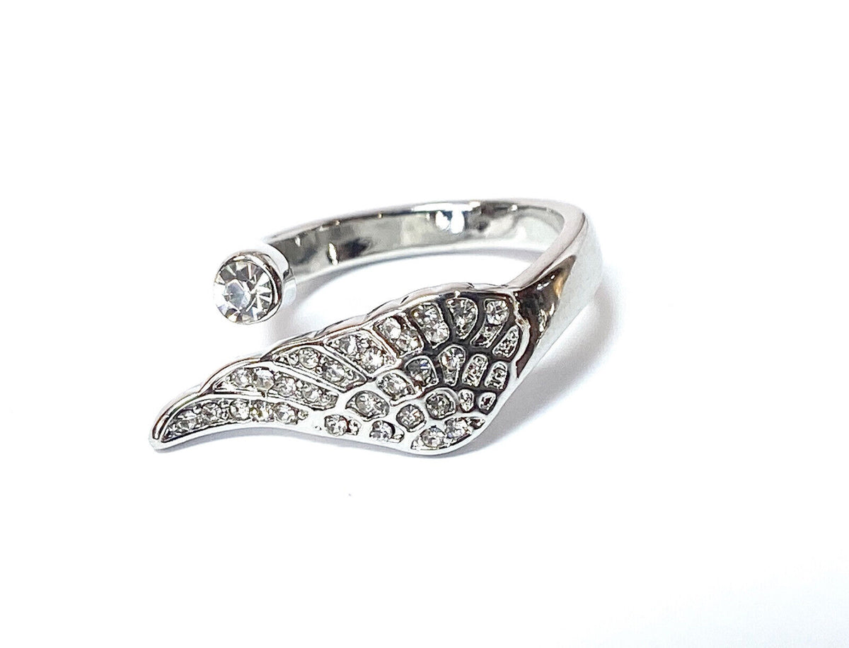 Angel Wing Multi-Paved CZ Gems Adjustable Mid Ring / Toe Ring