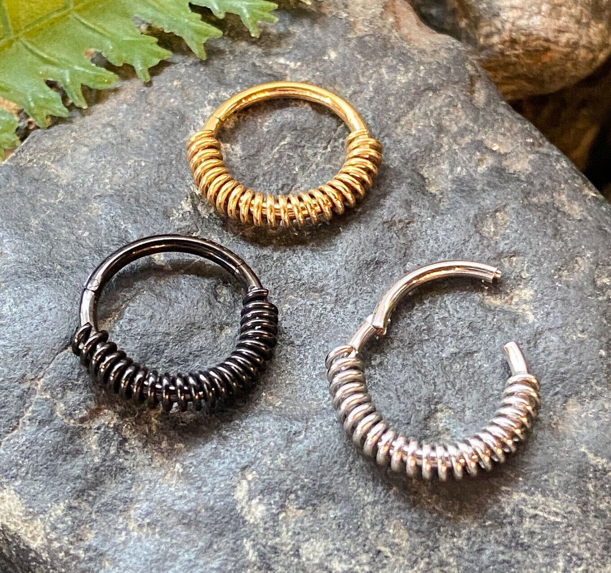 1pc Spring Coil Hinged Segment Ring 16g Helix Septum Clicker Surgical Steel