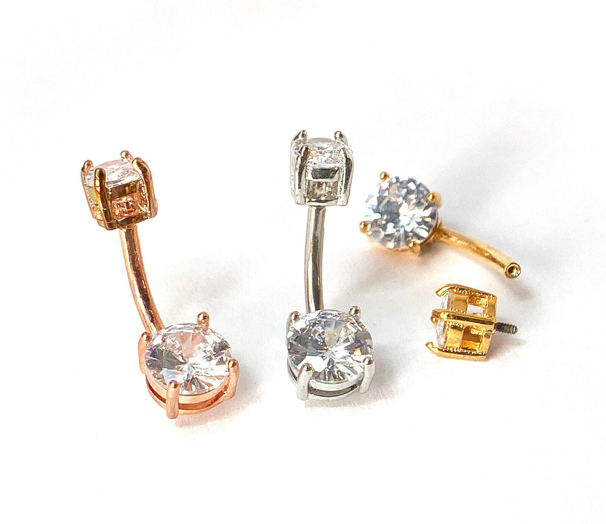 3pc Box Value Pack Belly Rings Gem Internally Threaded Navel Naval Body Jewelry